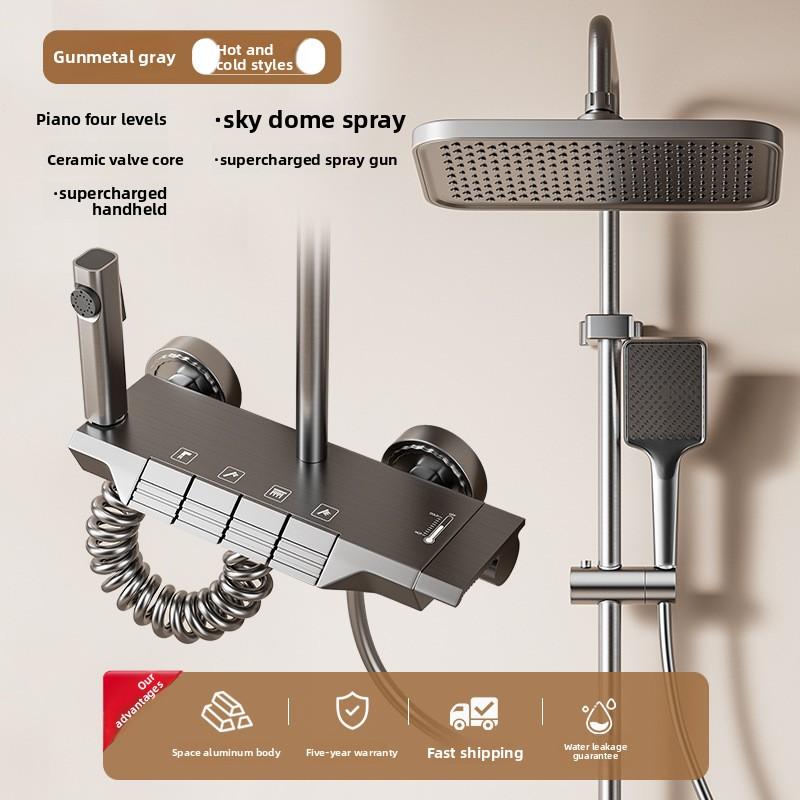Bathroom Shower Set Piano Key Rainlfall Bath Showers System Set Apartment Bathtub Shower Faucet Full Set