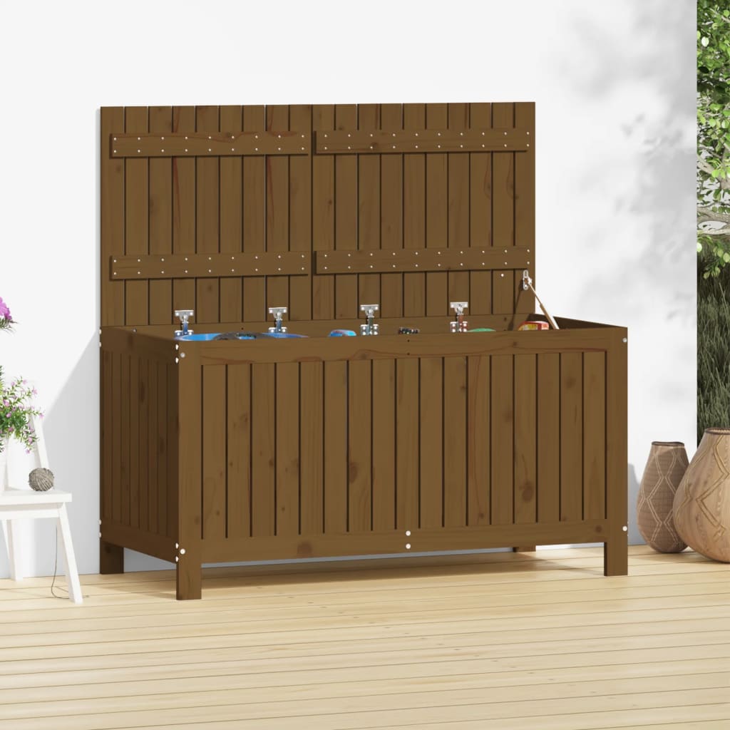 Garden Storage Box Honey Brown 121 X 55 X 64 Cm Solid Pine Wood