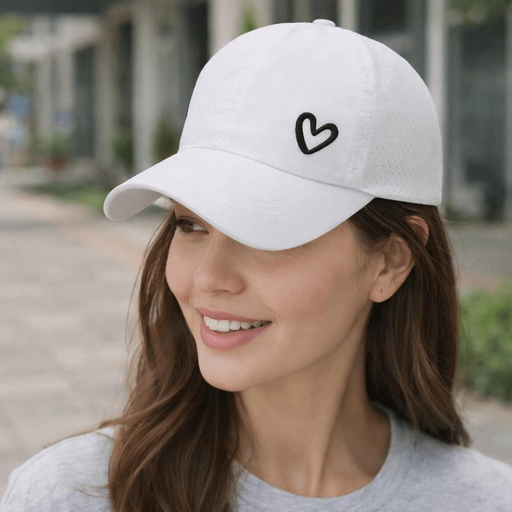 Love Heart Sunshade Sun Hat Adjustable Snapback Hat Simple Ponytail Baseball Cap  Camping