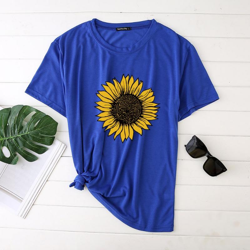 Sunflower Women's 3D Digital Printed Short Sleeved Pure Cotton T-shirt