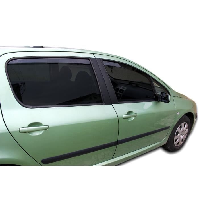 Déflecteurs d'air - J&J AUTOMOTIVE - Peugeot 307 - Fumé - Acrylique renforcé - Installation facile