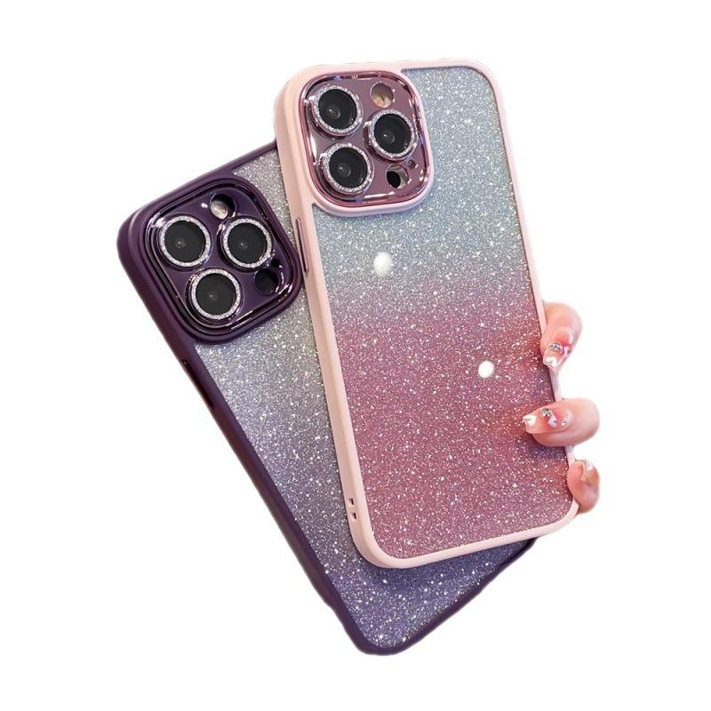 Glitter Gradient Lens Protector Case for iPhone 12 & 16 Pro Max
