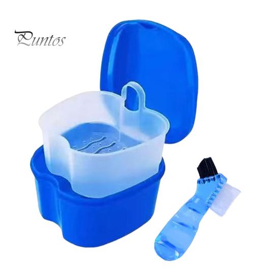 

Коробка для брекетов с двухсторонней щеткой для чистки, переносная коробка для фиксаторов с корзиной для слива, дорожный футляр для ванночки для зубных протезов, держатель для контейнера для выравнивателя синий