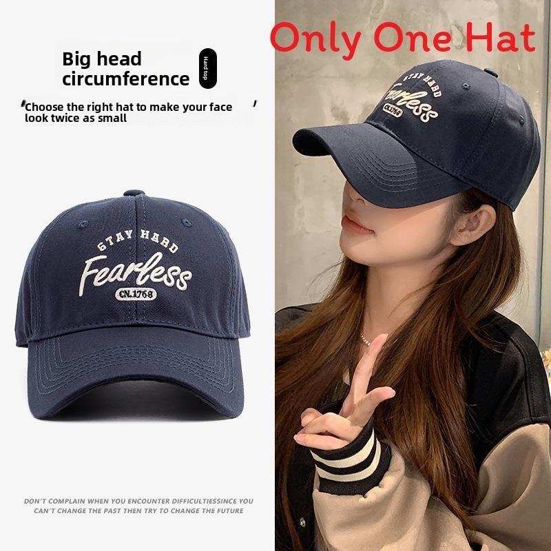 Unisex Adjustable Cotton Baseball Hat With Embroidered Letters Sun Protection For Spring Summer синий