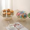 Yousheng Metal Wire Fruit Basket Round Mesh Fruit Bowl with Marble Texture Tray Modern Decorative Bread Snacks Serving Bowl for Kitchen Countertop
