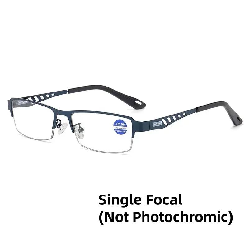 Men Business Photochromic Multifocal Reading Glasses  Male Progressive Anti-Blue Light Business Spectacles Half-Frame +1.0+2.5