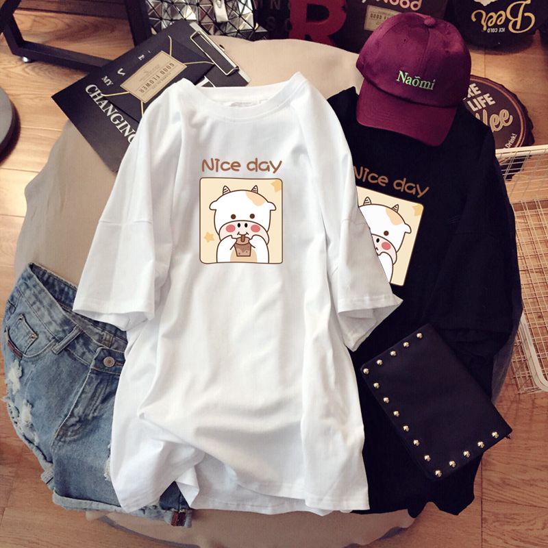 Maternity Summer Short-Sleeve Cotton T-Shirt - Fashionable Loose Fit Mid-Length Top for Expecting Moms (2023)