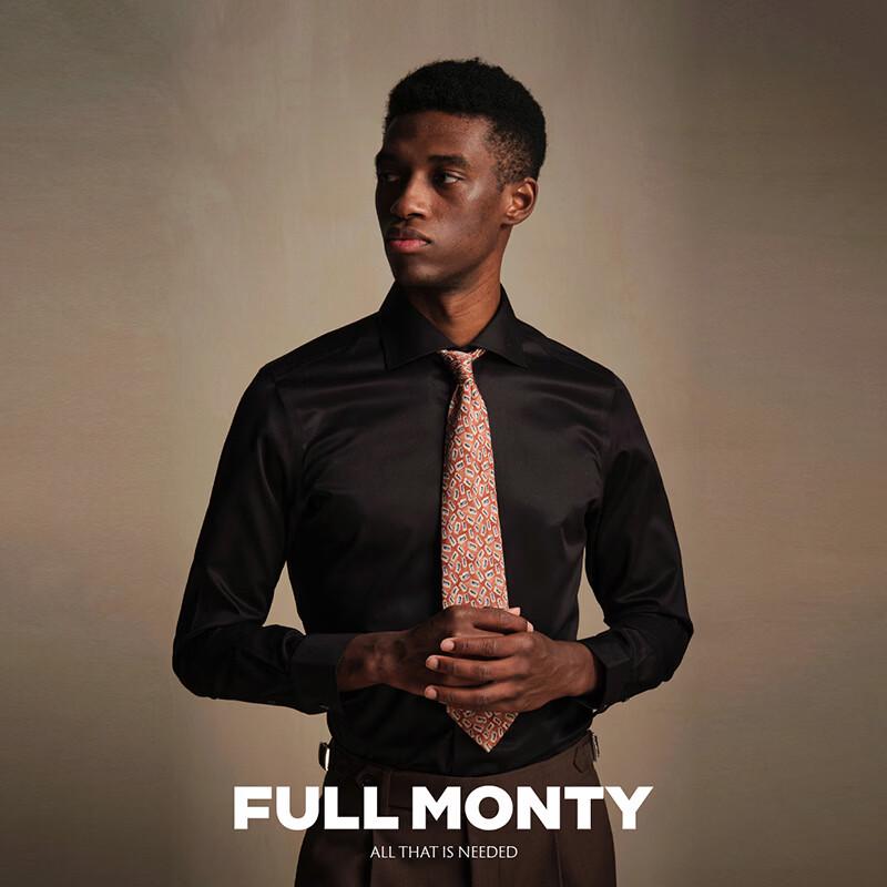 FULL MONTY Men s Linen-Cotton Perforated V-Neck Knit Short-Sleeve Shirt M