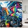 Thème Fantasy Médiévale Dragon Violet Rideau de Douche Animaux Magiques Tissu Polyester Rideau de Bain Pour Décoration de Salle de Bain Avec Crochets