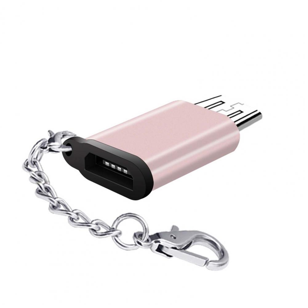 

Universal OTG Adapter Type-c to Micro Adapter V8 Aluminum Alloy for Android Phone with Keychain рожевий колір золота