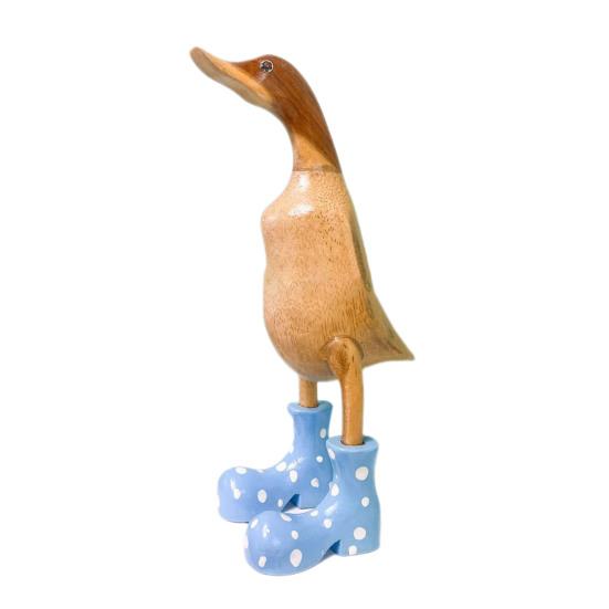 

Полімерна фігурка качки в плямистих гумових чоботях, фігурка тварини, іграшка M синій