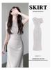 Stunning Apricot Off-Shoulder Bodycon Summer Dress - Women's Elegant Diagonal One-Shoulder Evening Gown