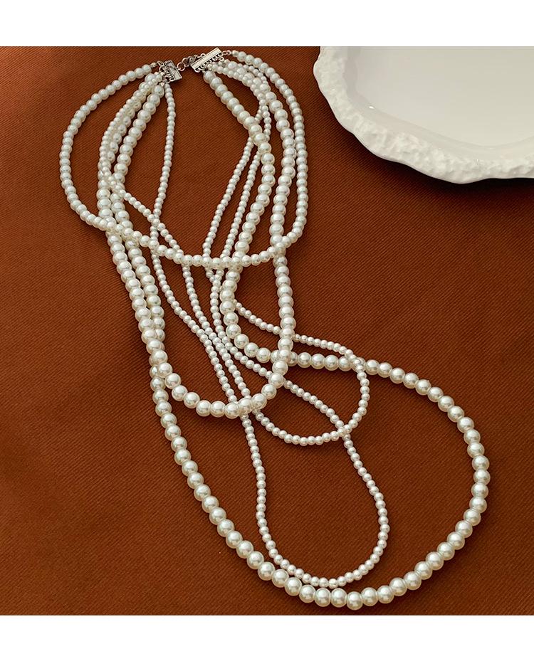 French Retro Glass Pearl Multi-Layer Necklace - Elegant, Simple Clavicle Jewelry