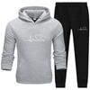Men's Casual Sports Hoodie Set 2024 with Heart Rate Print
