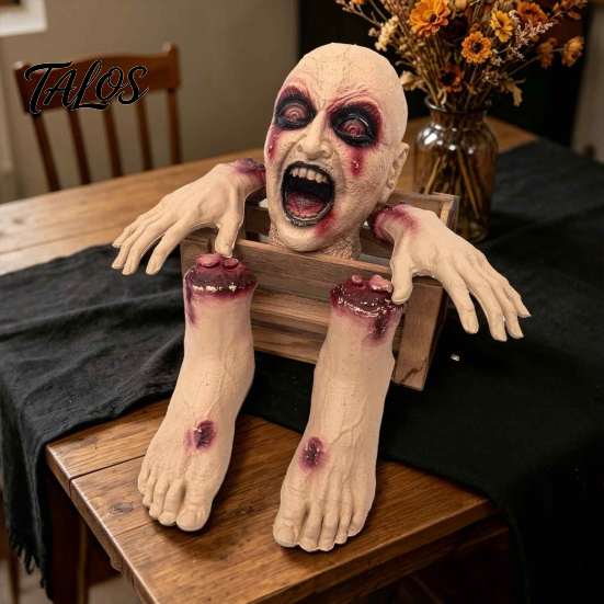 Halloween Horror Dekorationen 5 Stück Körperteile Requisite, Realistisches Zerbrochenes Kopf Hände Füße Set, Gruselige Creepy Latex Organe Blut Abgetrennt Zombie Tot