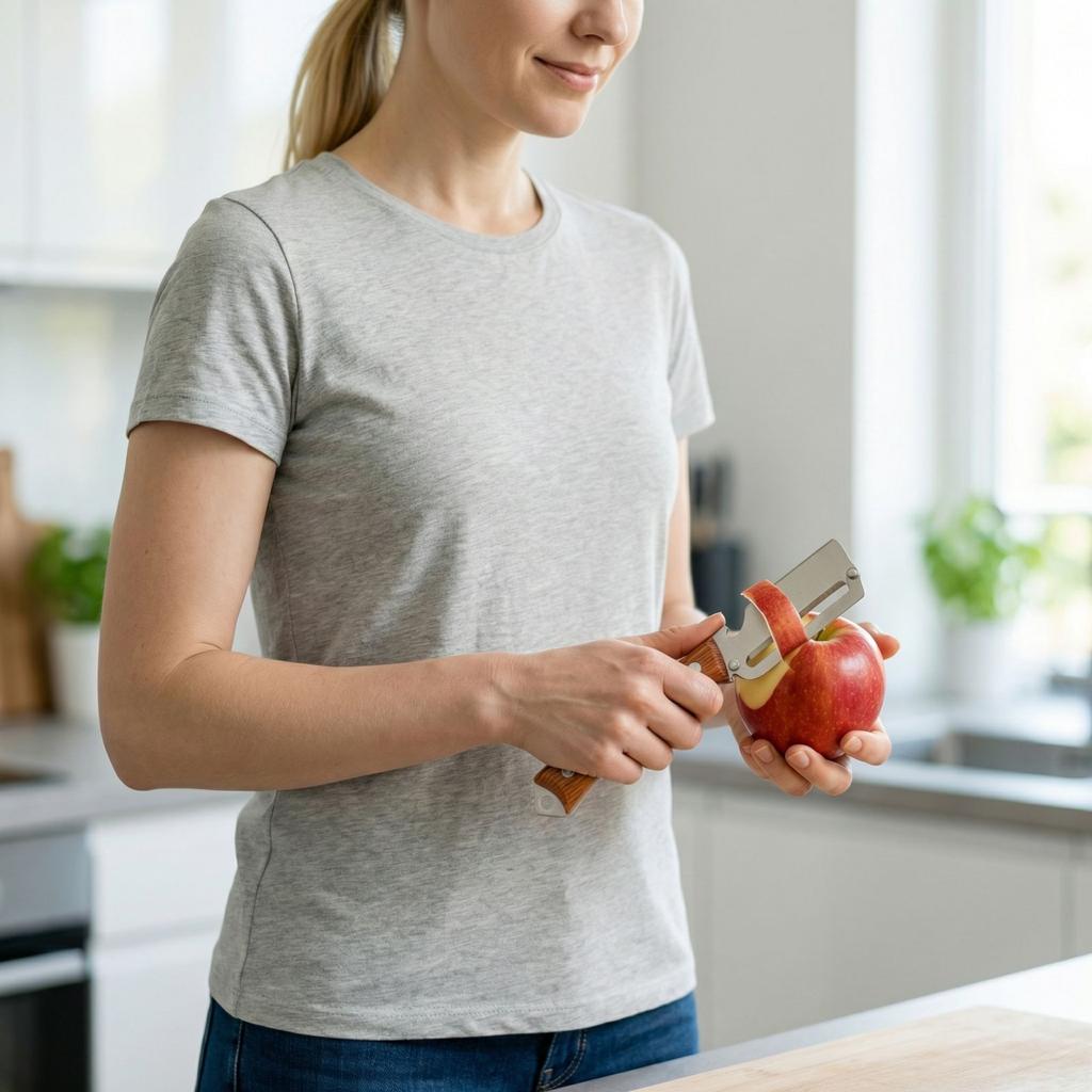 Multipurpose Kitchen Peeler with Stainless Steel Blade and Ergonomic Wooden Handle for Efficient Vegetable and Fruit Preparation