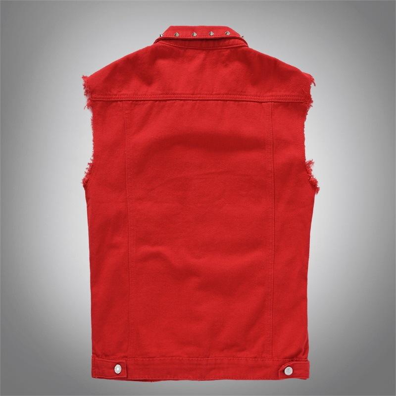 Men's Spring, Summer And Fall Models Vest Red Slim Handsome Cool Rivets Sleeveless Shoulders Undershirt
