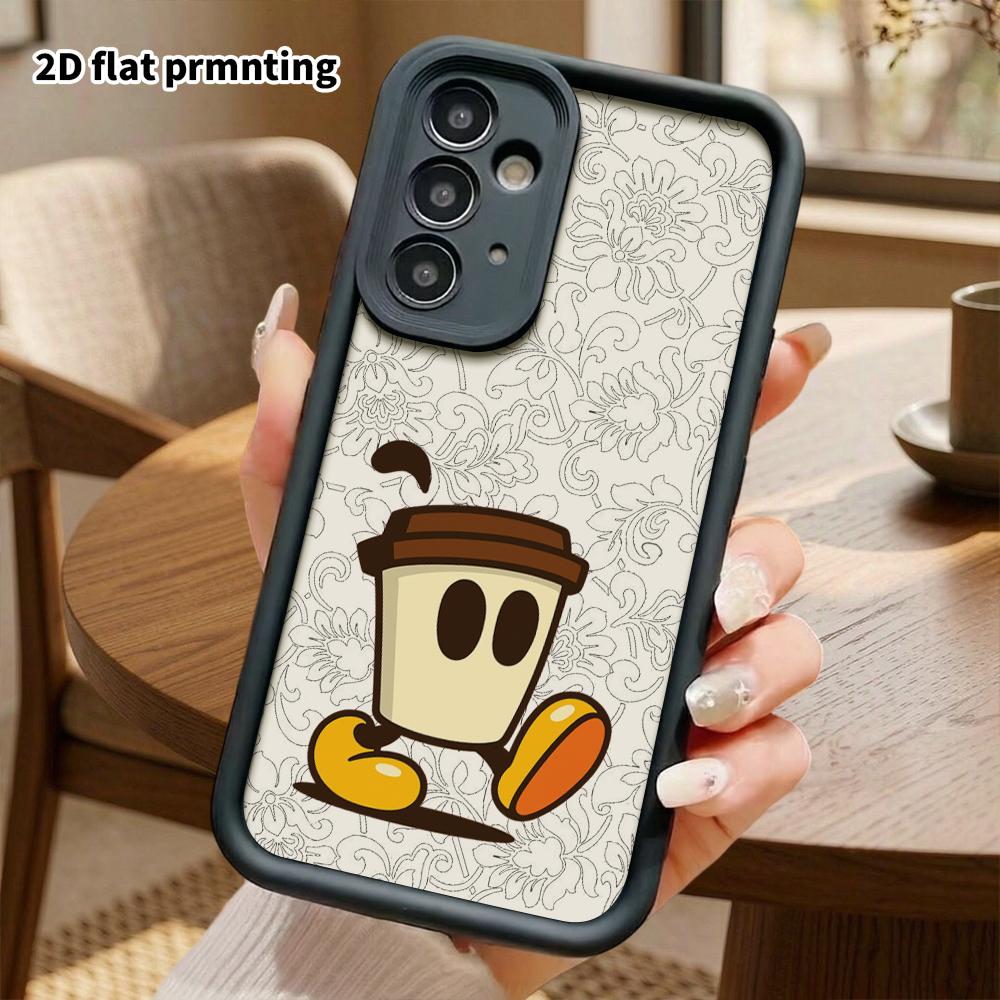Phone Case: 2D Flat Samsung Galaxy A34 A35 M05 M06 S20 S22 S21 FE Plus 5G Protective Case, Little Coffee Cup Figures, Christmas and Halloween Gifts