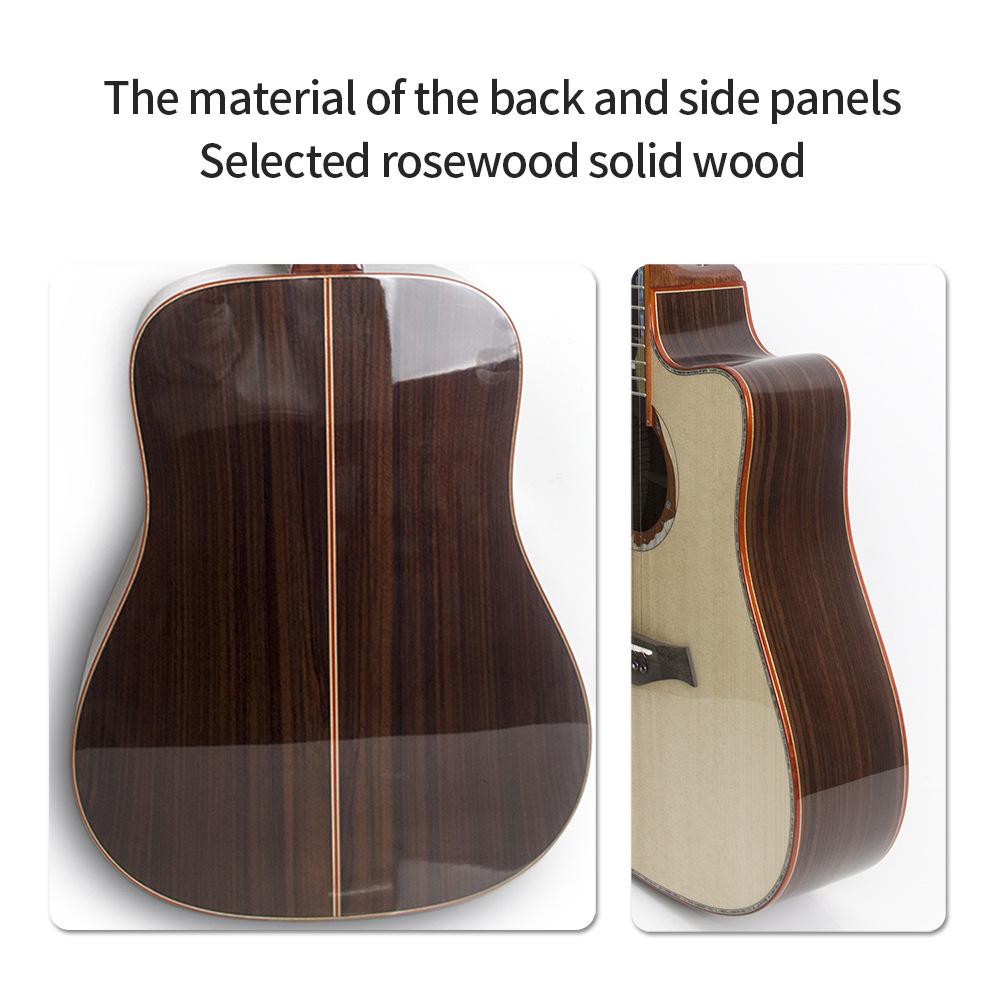 41-Inch Solid Spruce Rosewood Acoustic Folk Guitar - High-End Performance