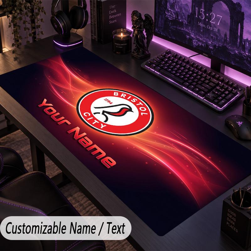 Large Mouse PadBristol City Custom Name Text Personalized Desk Mat Non Slip Gaming Pad
