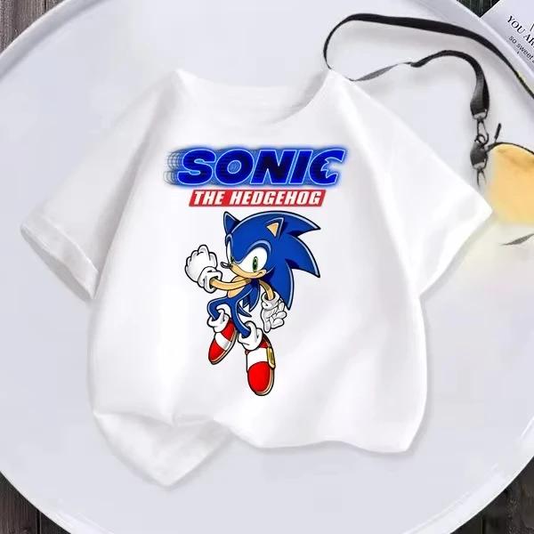 Sonic Hedgehog Kids Tshirt Kawaii Anime Kids Cartoon Tshirt Game Short Sleeve Casual Clothing Girls Boys Tshirt Top
