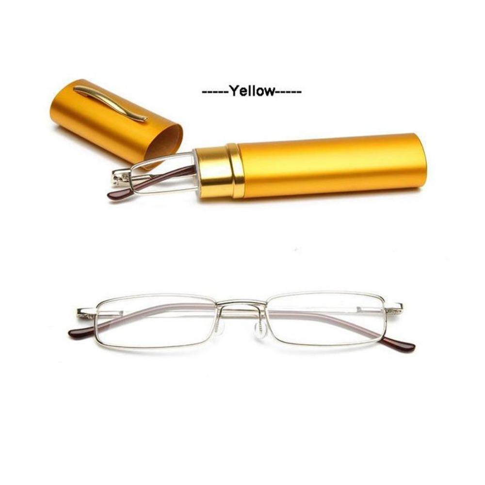 

Eso Vision Міні окуляри для читання Жіночі та Чоловічі Тубус Надмалі Металеві Окуляри для читання Чорні Рожеві з Чохлом-Пеналом Жіночі Чоловічі +350