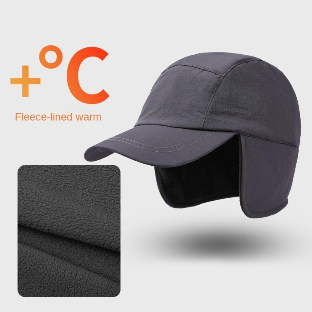 Polar Fleece Earmuffs Hat for Men Ear Protection Hiking Bonnets Casual Winter Baseball Cap Adult
