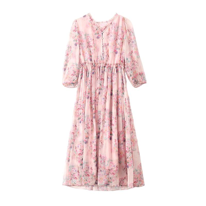 Elegant Wide-Waisted Floral Dress for Women - Slimming Summer 2026 Tummy-Concealing Skirt