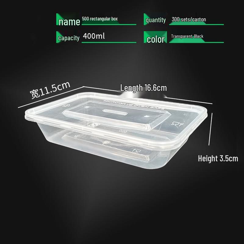 Disposable Rectangular Plastic Food Container with Lid