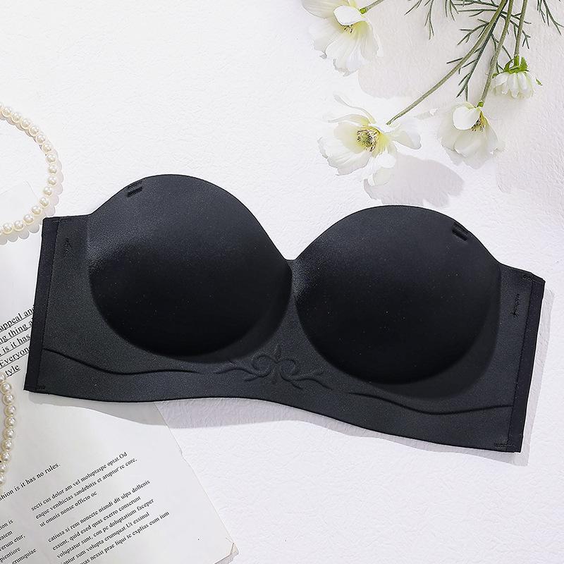 

Персиковое грудное желе Без бретелек Нескользящий Собирающий Поднимающий Бесшовный Бюстгальтер с Красивым Дизайном Спины L чёрный