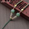 Four-Strand Braided Necklace Lanyard with Jadeite, White Agate, and Dongling Jade Pendant