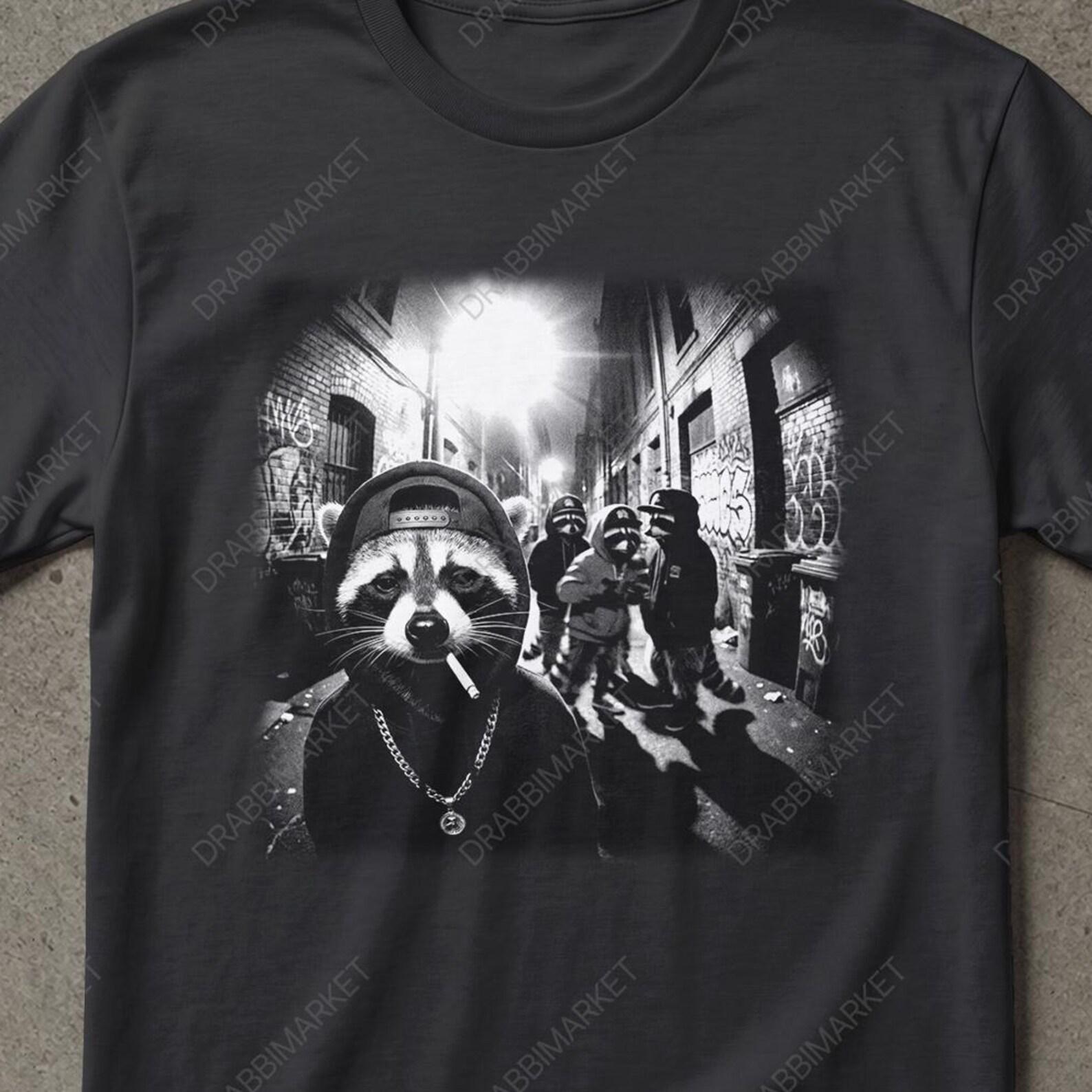 Vintage Gangster Raccoons Shirt, Street Raccoon Funny Shirt, Funny Shirt, Raccoon Silly Shirt, Funny Racoon Meme Shirt, Funny Gangster Shirt L