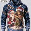 Felpa da uomo Serie Natalizia Stampa 3D Divertente Moda Autunno Inverno Cappotto Comodo Caldo Girocollo Manica Lunga Tasca Taglia Grande Felpe