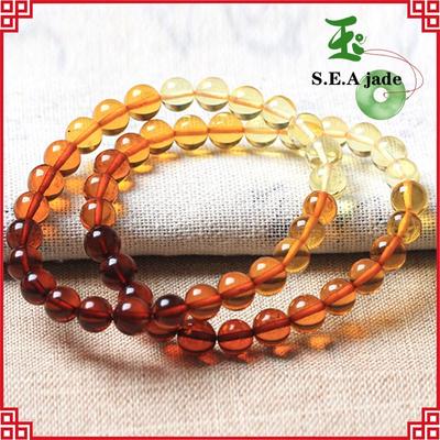JMJM Gradient Gold Amber Blood Amber Beads Bracelet Beeswax Rainbow Amber Bracelet Couple Models