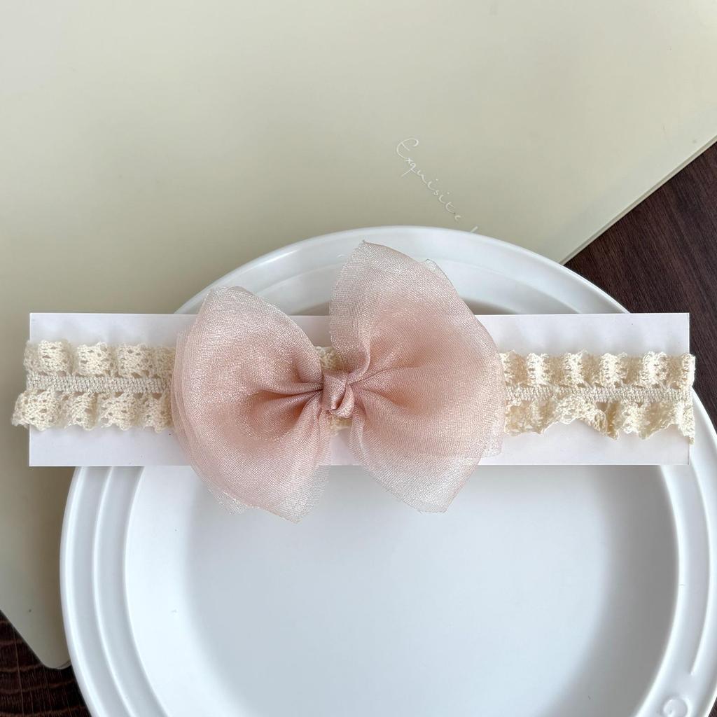 Korean Style Baby Headband: Pearlescent Gauze Bow for Girls' Full Moon, 100 Days, First Birthday, Princess Accessory