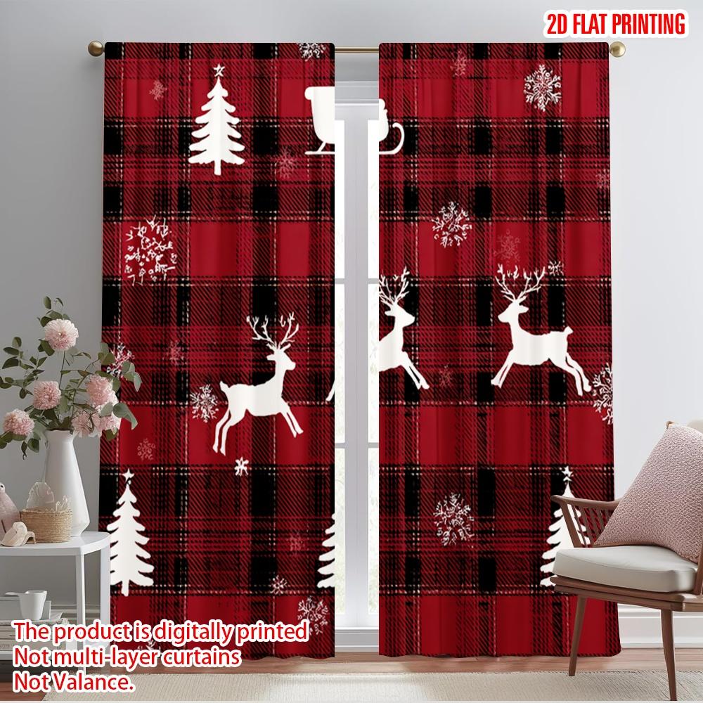 

2pcs,2D plane printing Minimalist Curtains Christmas2 Versatile Durable Polyester (without rod) Decorations Outdoor Perfect for 52.50×116.00 CM 2pcs