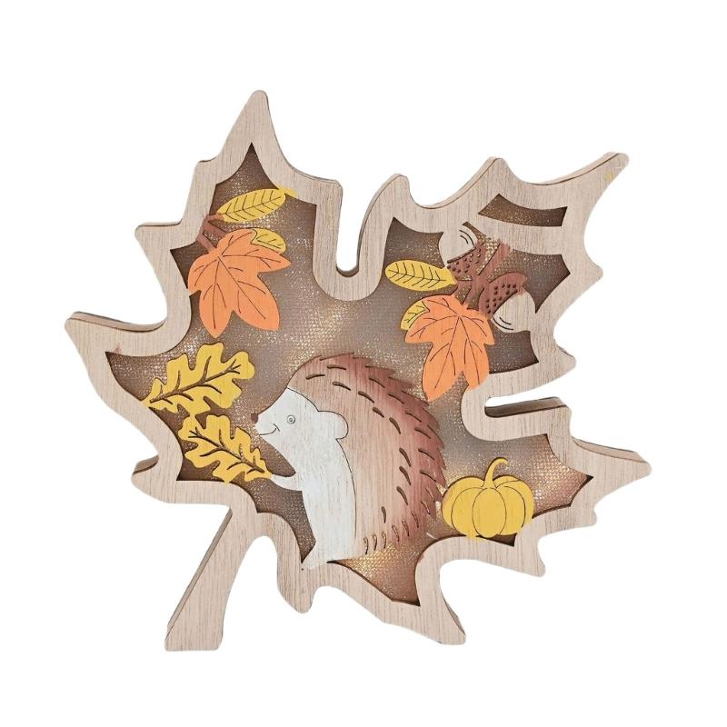 Thanksgiving Wooden Carving Leaf Pumpkin Table Sign Decors Autumn Themed Ornament Safety for Kids and Pet