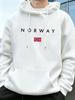 Men's Norwegian Flag Printed Hooded Sweatshirt Suitable for Wearing in Autumn Winter. A Warm Cozy Fleece Pullover for The Season