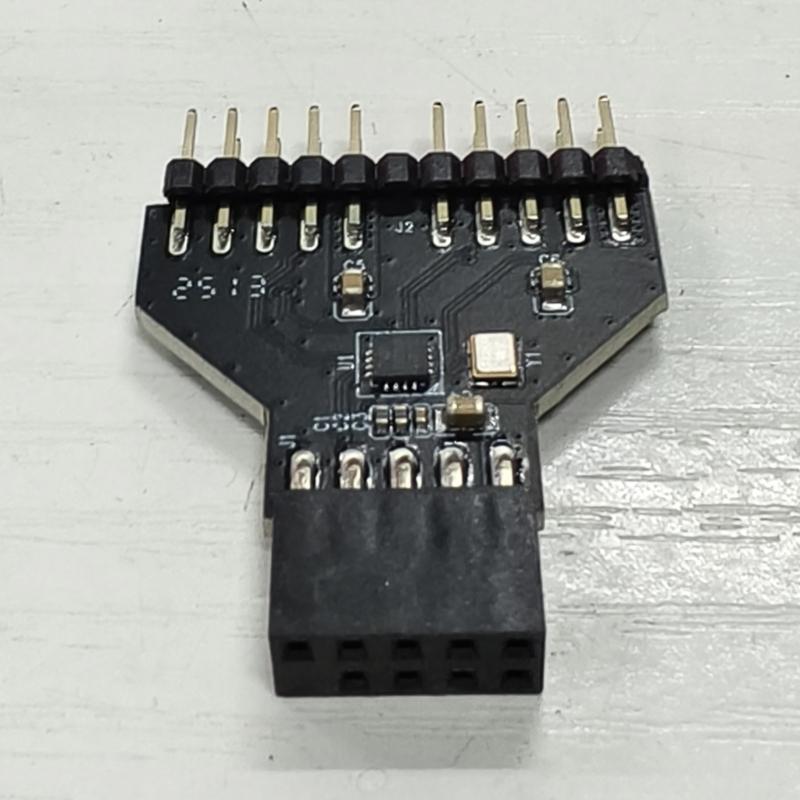 Stable Performance Motherboard USB 9Pin Interface Header Splitter for Computer RGB Light 1 To 2 USB Hub