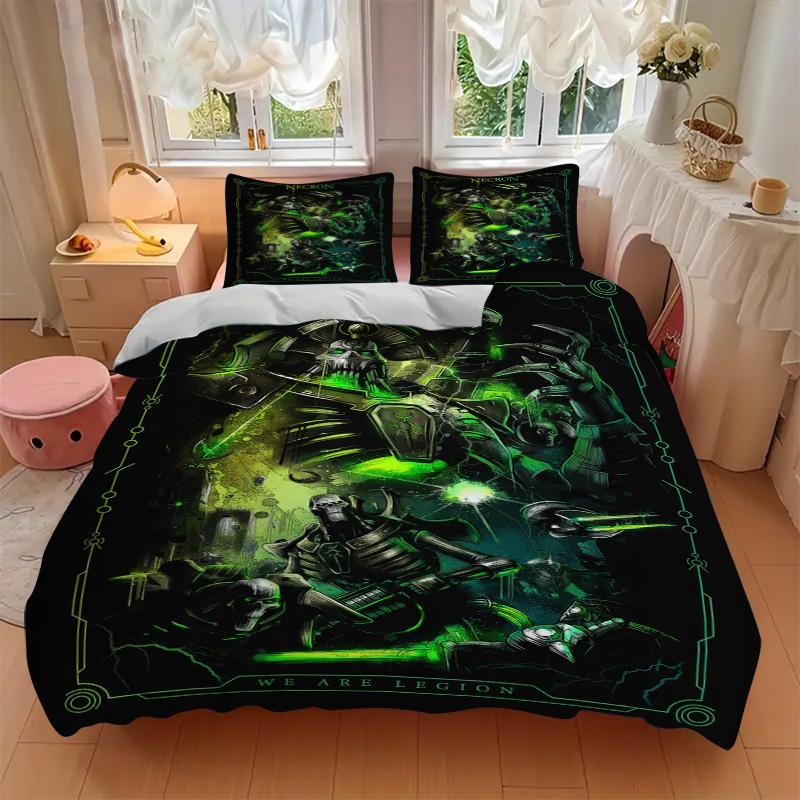 Necron Legion Bedding 3 Piece Set HD Print Duvet Cover Pillowcases for Teens Adult Bedroom Decoration Christmas Gift