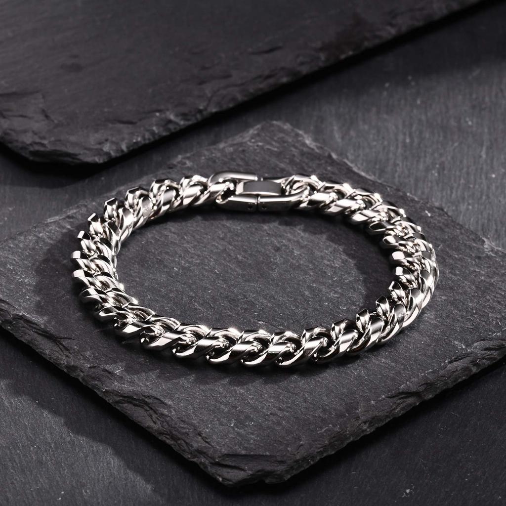Stainless Steel Golden Silver Color Cuban Chain Bracelet Fashion Hip Hop Bracelet  Women's Jewelry Party Gift 18/20/21/22/23CM
