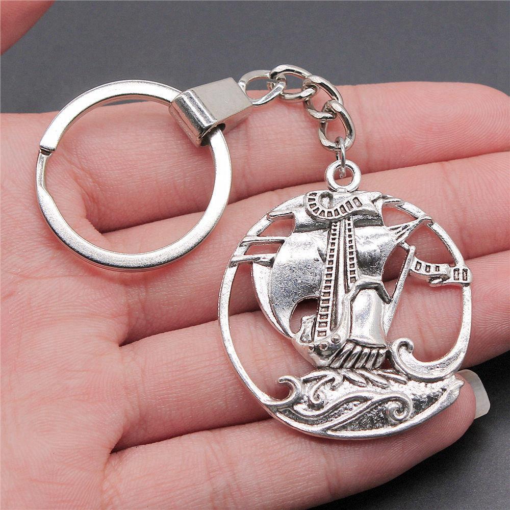 Punk Airplane Gear Steampunk Themed Antique Bronze Metal Keychain with 30mm Ring for Boys Bag Charm