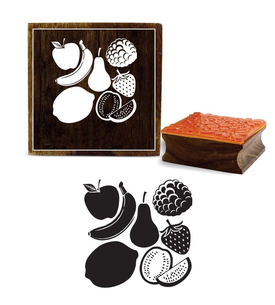 Printtoo Fruits Vector Pattern Square Wooden Rubber Stamp Craft Block Diary Card-2 x 2