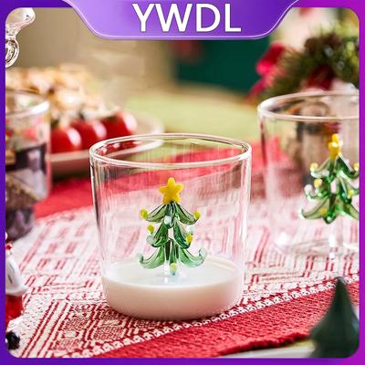 Set 2/4 buc Căni de Sticlă de Crăciun cu Modele 3D, Cană pentru Cafea Vin, Xmas, Căni de Sticlă pentru Lapte pentru Decor Acasă, Cadou de Crăciun 300ml