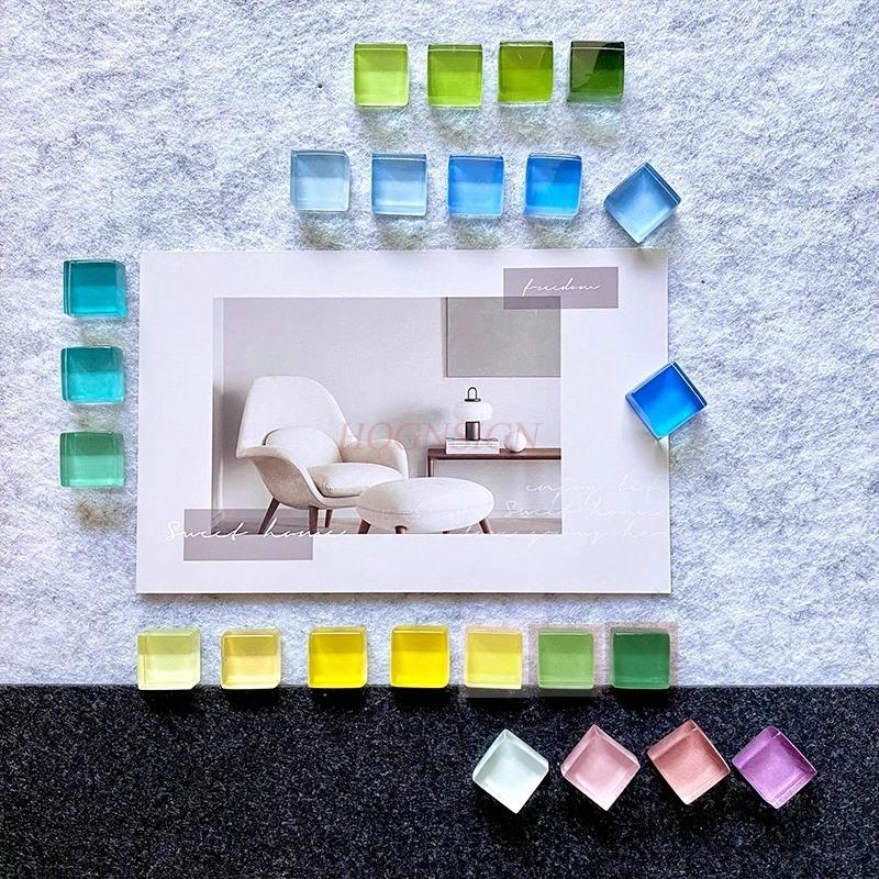 

24pcs Mosaic Push Pin Color Button Morandi Color Soft Wood Felt Board Photo Wall Decoration I-shaped Nail China Mainland