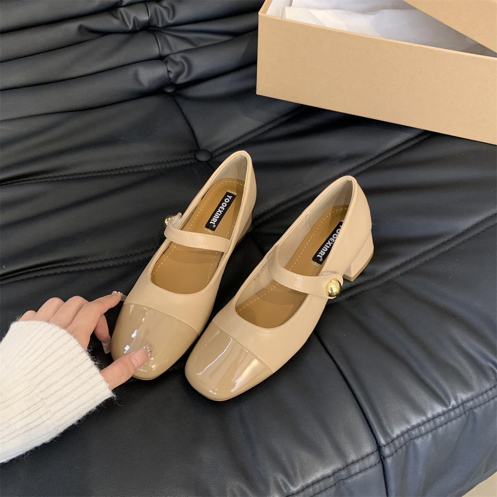 French evening wind light mouth single shoes women's middle heel 2025 autumn Korean version retro gentle temperament fairy thick heel Mary Jane