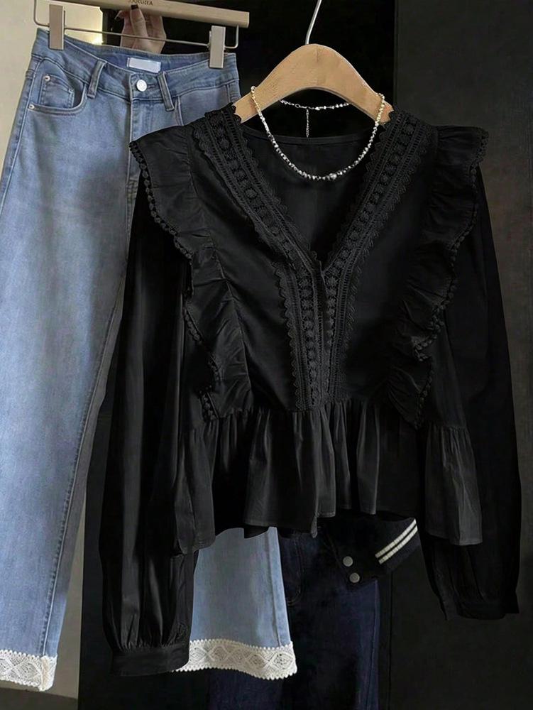 Spring/Summer 2026 Women's Elegant Puff Sleeve Ruffle Blouse