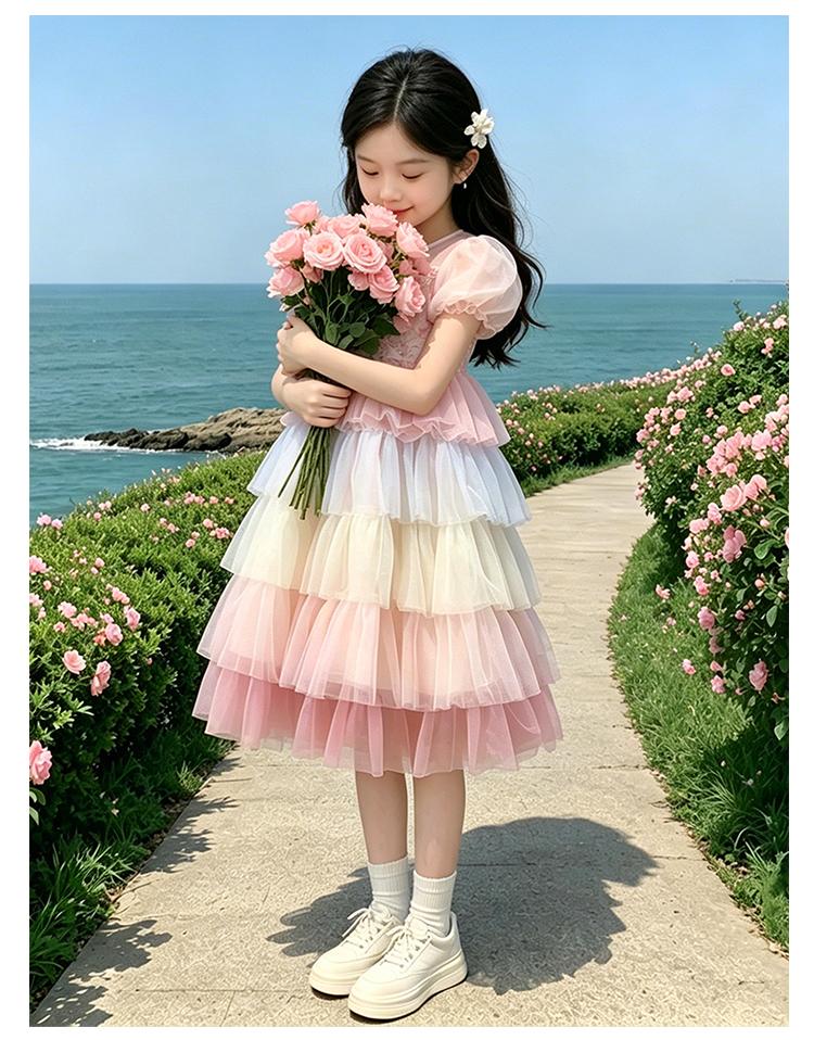 Girls' Gradient Mesh Cake Skirt - Summer 2026