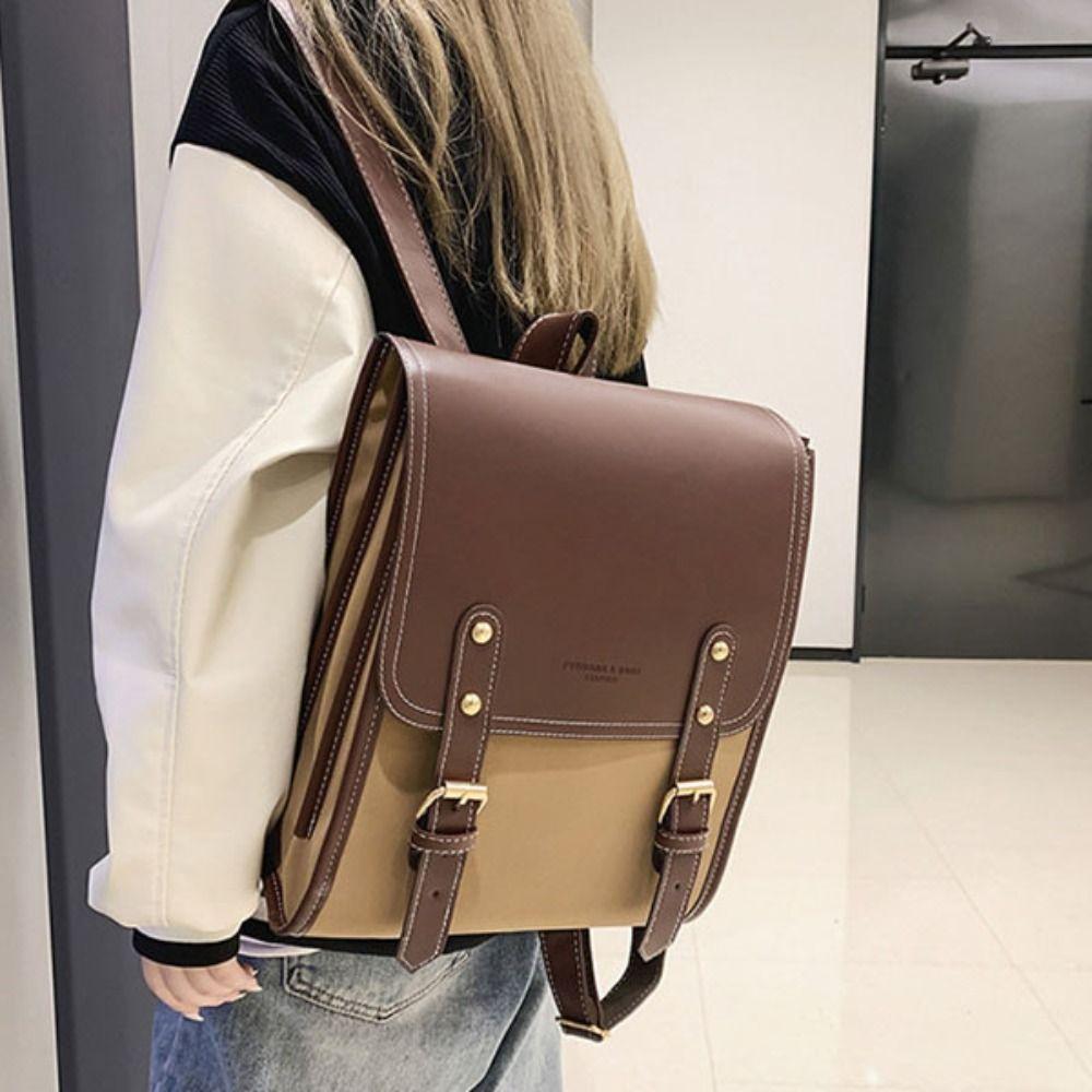 Solid Color Laptop School Bag Simple College Students Backpack Large Capacity Backpack Outdoor