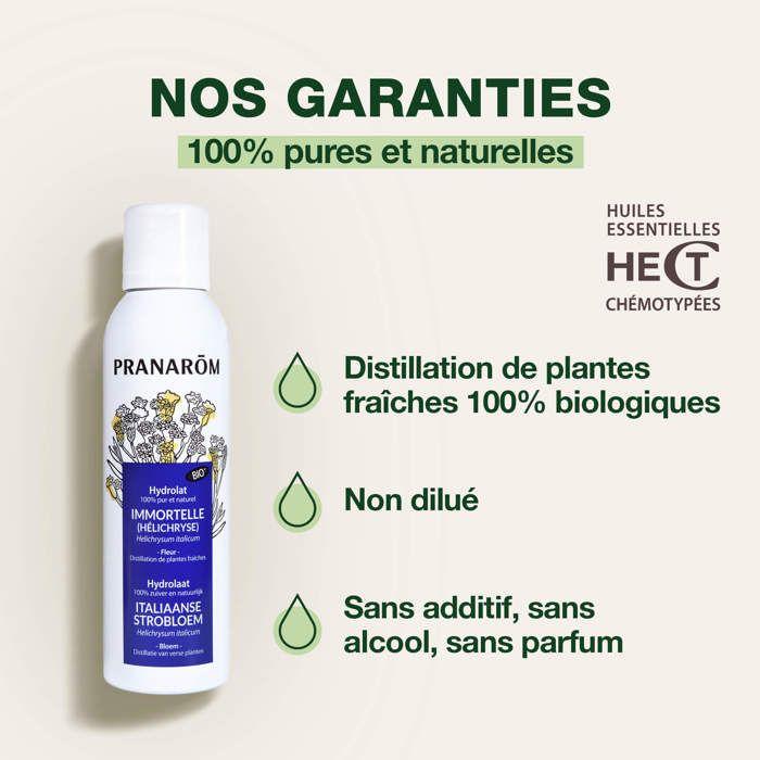 Hydrolat Immortelle Bio Pranarom - Tonique Circulatoire Pour La Peau - 150 Ml